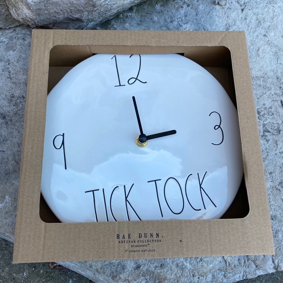 Rae Dunn Tick Tock Wall Ceramic Clock - Picture 3 of 5